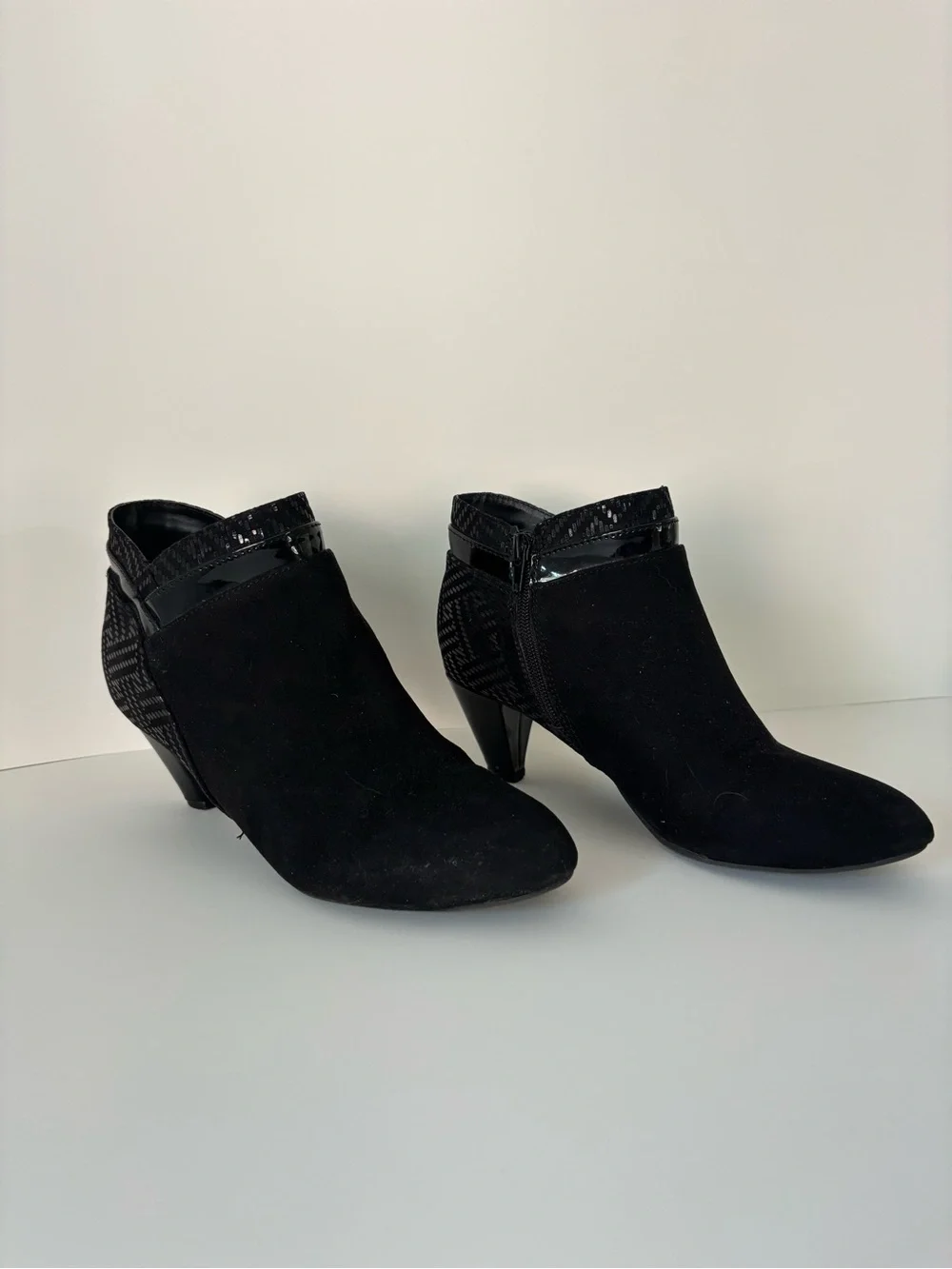 Women's Karen Scott Black Ankle Booties with Patent Trim